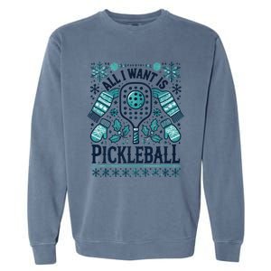 Snowflakes Pickleball Xmas Ugly Pajama Outfit Gift Garment-Dyed Sweatshirt