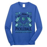 Snowflakes Pickleball Xmas Ugly Pajama Outfit Gift Long Sleeve Shirt