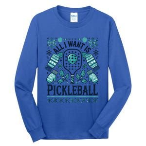 Snowflakes Pickleball Xmas Ugly Pajama Outfit Gift Tall Long Sleeve T-Shirt