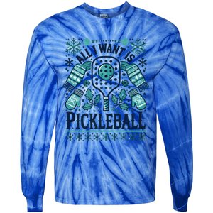 Snowflakes Pickleball Xmas Ugly Pajama Outfit Gift Tie-Dye Long Sleeve Shirt