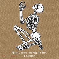Skeleton Praying X Lord Have Mercy Sinner Gothic Blackwork Cotton Canvas Backpack