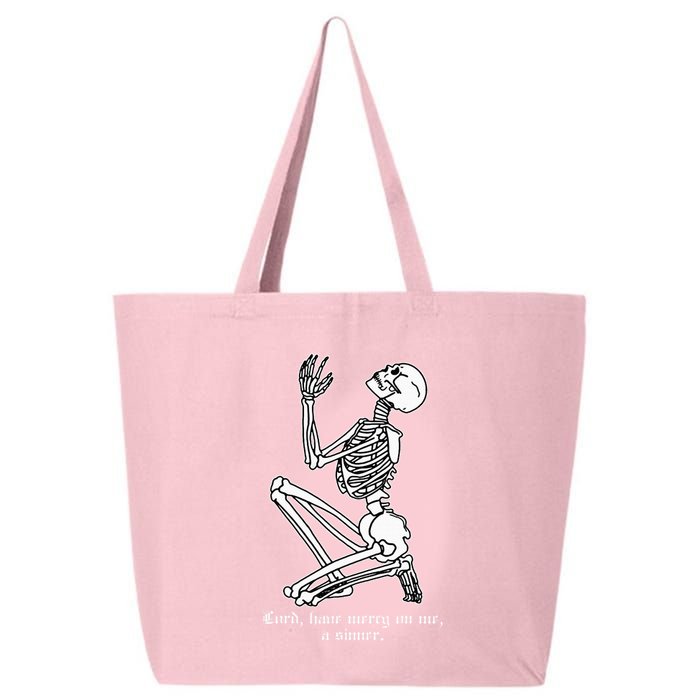 Skeleton Praying X Lord Have Mercy Sinner Gothic Blackwork 25L Jumbo Tote