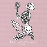 Skeleton Praying X Lord Have Mercy Sinner Gothic Blackwork 25L Jumbo Tote