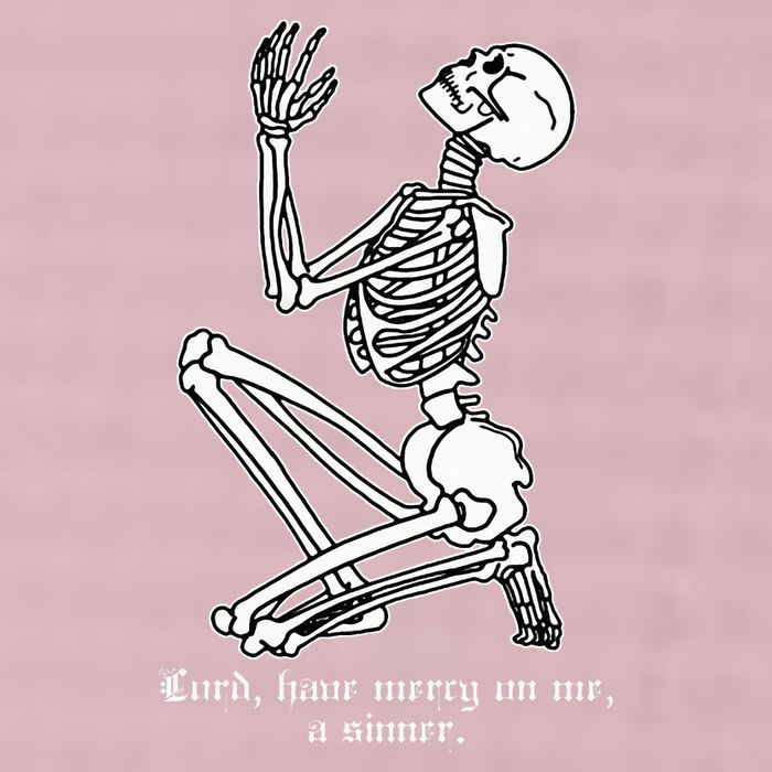 Skeleton Praying X Lord Have Mercy Sinner Gothic Blackwork 25L Jumbo Tote
