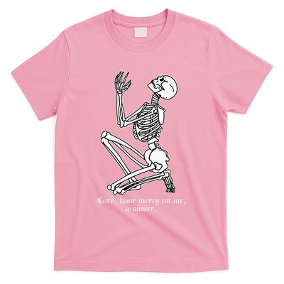 Skeleton Praying X Lord Have Mercy Sinner Gothic Blackwork T-Shirt