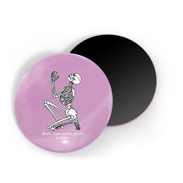 Skeleton Praying X Lord Have Mercy Sinner Gothic Blackwork Magnet