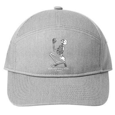 Skeleton Praying X Lord Have Mercy Sinner Gothic Blackwork 7-Panel Snapback Hat