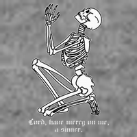 Skeleton Praying X Lord Have Mercy Sinner Gothic Blackwork Tall Sweatshirt