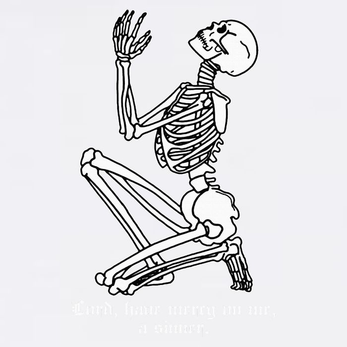Skeleton Praying X Lord Have Mercy Sinner Gothic Blackwork Golf Towel