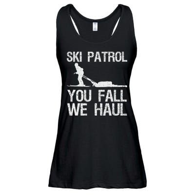 Ski Patrol You Fall We Haul Skiing Winter Ladies Essential Flowy Tank