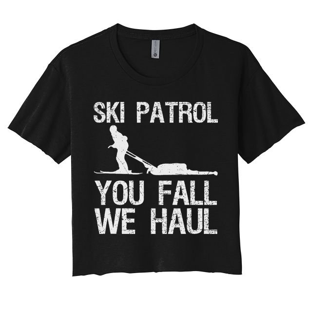 Ski Patrol You Fall We Haul Skiing Winter Crop Top
