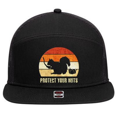 Squirrel Protect Your Nuts Forest Rodent 7 Panel Mesh Trucker Snapback Hat