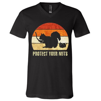 Squirrel Protect Your Nuts Forest Rodent V-Neck T-Shirt