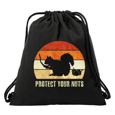 Squirrel Protect Your Nuts Forest Rodent Drawstring Bag