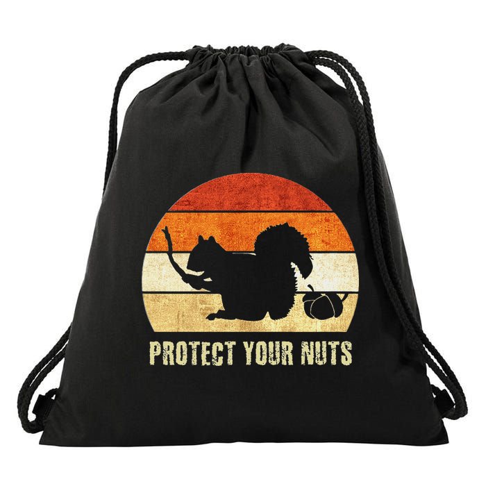 Squirrel Protect Your Nuts Forest Rodent Drawstring Bag