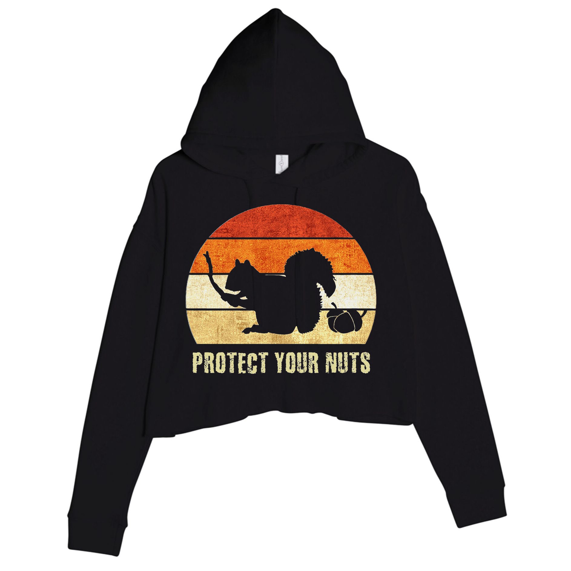 Squirrel Protect Your Nuts Forest Rodent Crop Fleece Hoodie