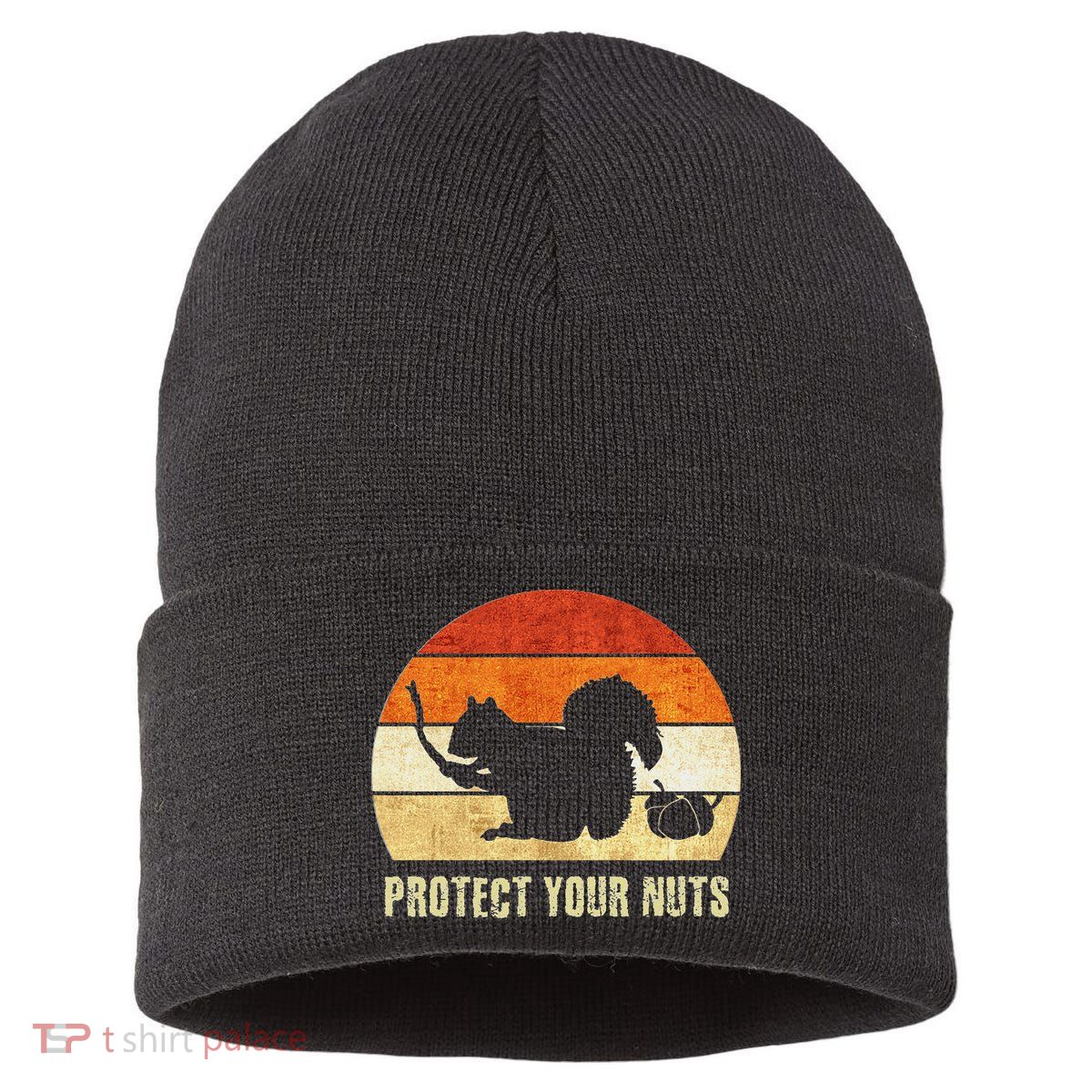 Squirrel Protect Your Nuts Forest Rodent Sustainable Knit Beanie