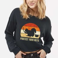Squirrel Protect Your Nuts Forest Rodent Cropped Pullover Crew