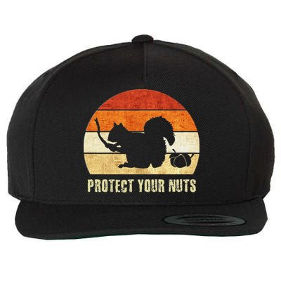 Squirrel Protect Your Nuts Forest Rodent Wool Snapback Cap