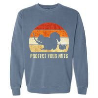 Squirrel Protect Your Nuts Forest Rodent Garment-Dyed Sweatshirt