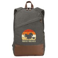 Squirrel Protect Your Nuts Forest Rodent Cotton Canvas Backpack