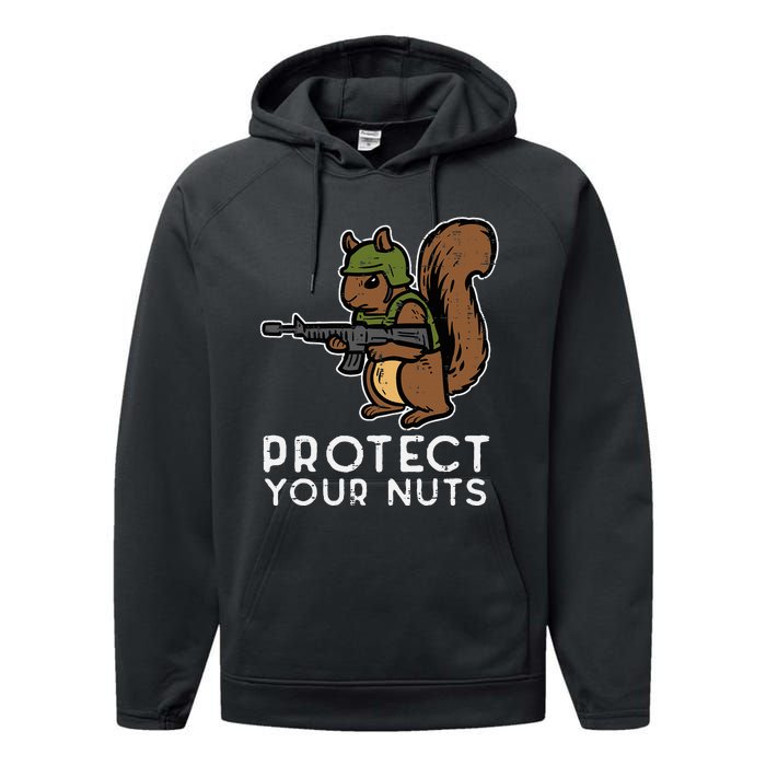 Squirrel Protect Your Nuts Funny Chipmunk Women Boy Performance Fleece Hoodie