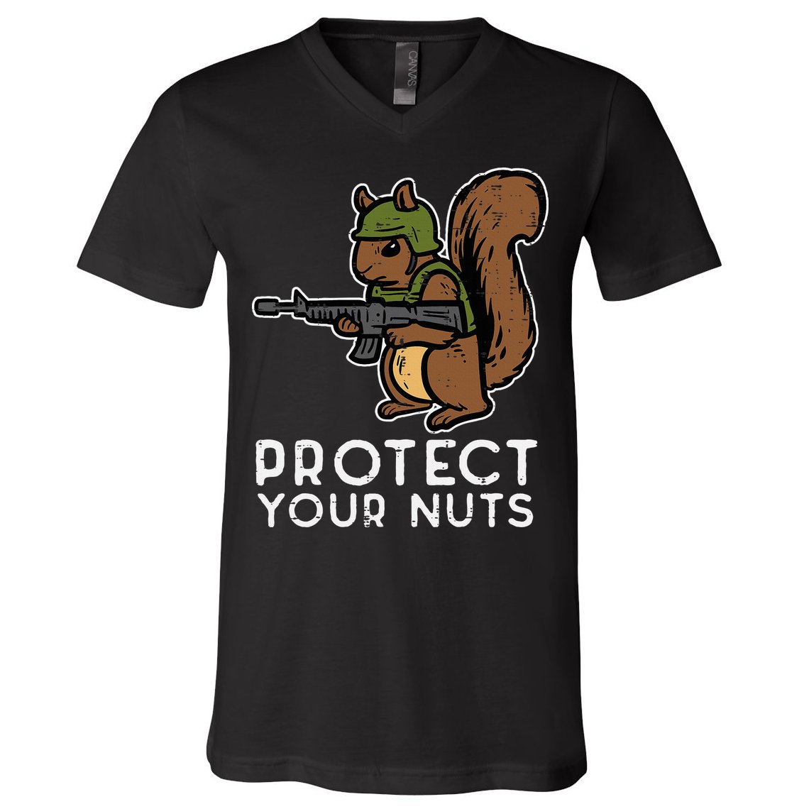 Squirrel Protect Your Nuts Funny Chipmunk Women Boy V-Neck T-Shirt