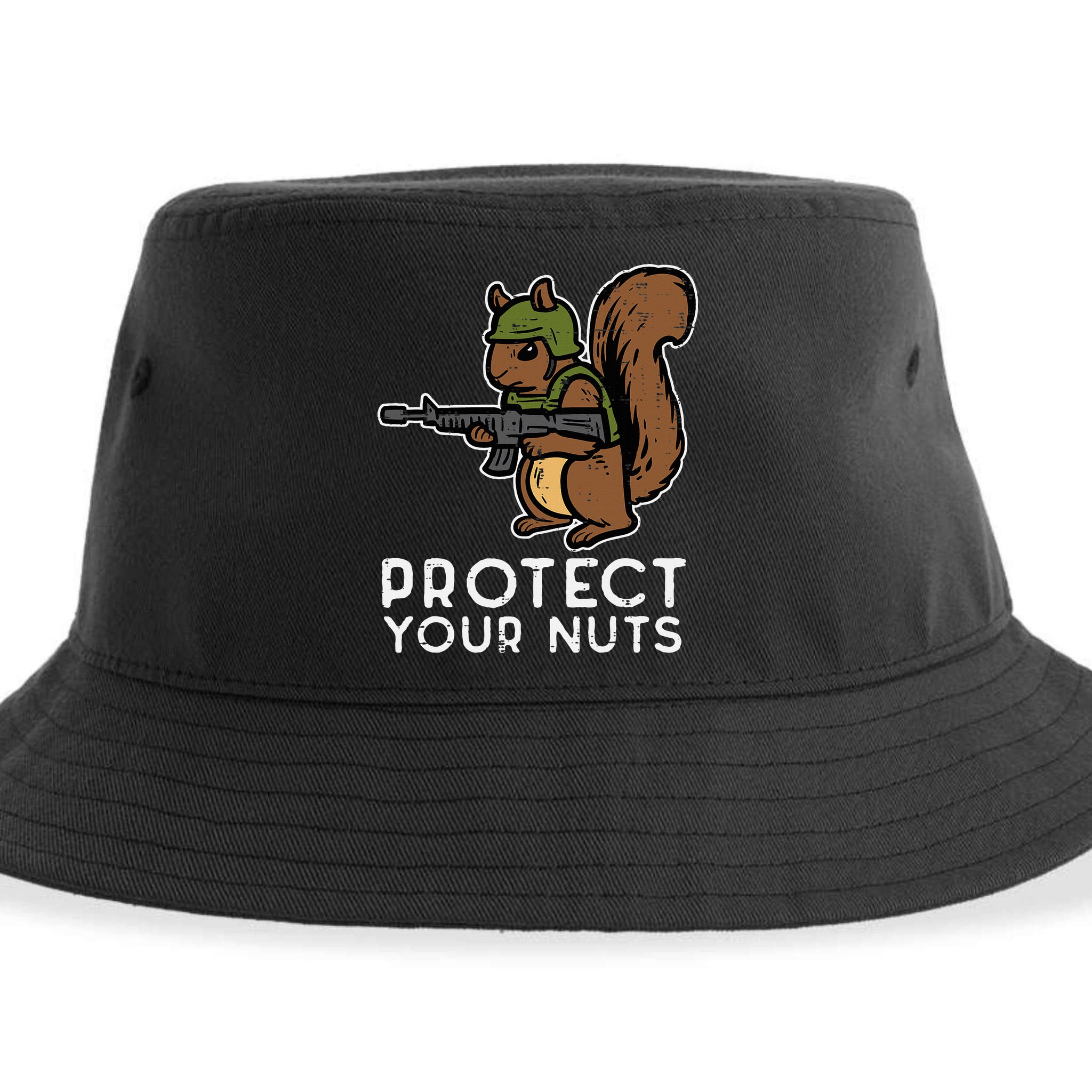 Squirrel Protect Your Nuts Funny Chipmunk Women Boy Sustainable Bucket Hat