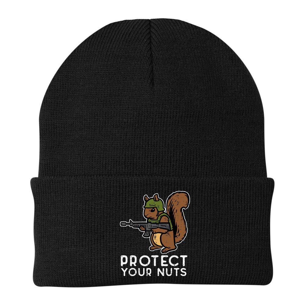 Squirrel Protect Your Nuts Funny Chipmunk Women Boy Beanie