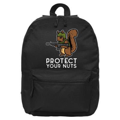 Squirrel Protect Your Nuts Funny Chipmunk Women Boy 16 in Basic Backpack