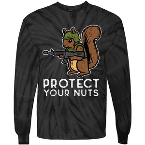 Squirrel Protect Your Nuts Funny Chipmunk Women Boy Tie-Dye Long Sleeve Shirt