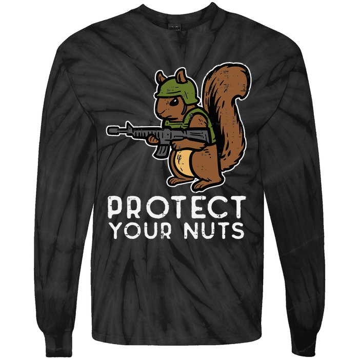 Squirrel Protect Your Nuts Funny Chipmunk Women Boy Tie-Dye Long Sleeve Shirt