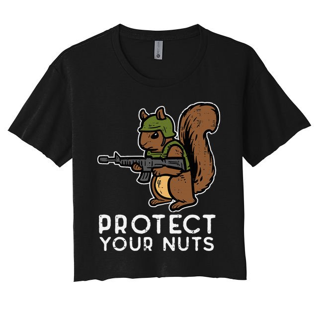 Squirrel Protect Your Nuts Funny Chipmunk Women Boy Women's Crop Top Tee