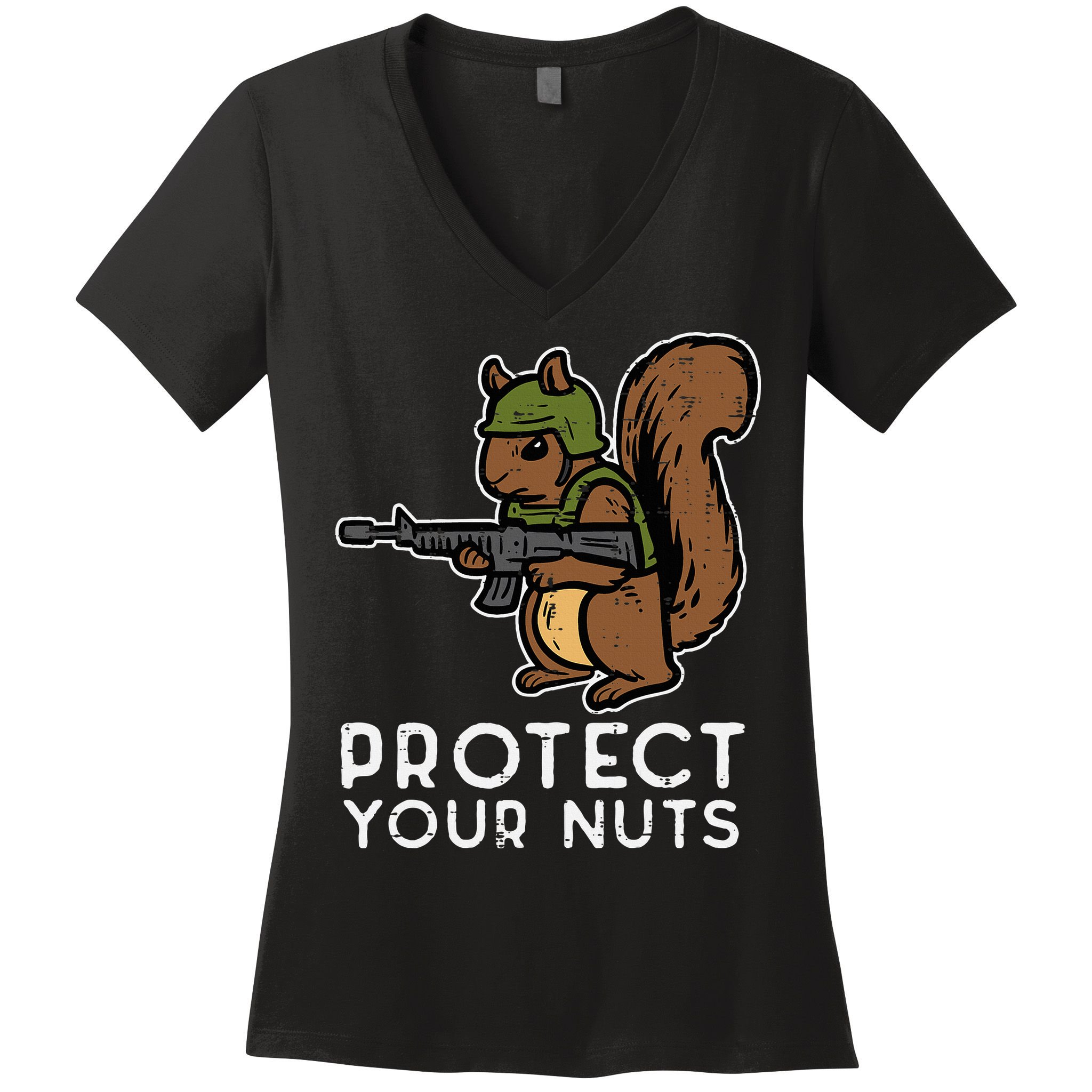 Squirrel Protect Your Nuts Funny Chipmunk Women Boy Women's V-Neck T-Shirt
