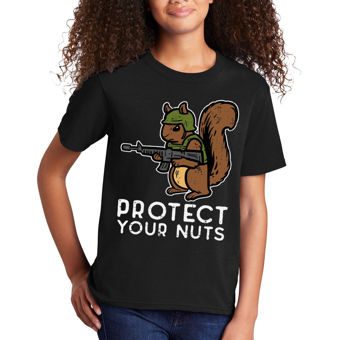Squirrel Protect Your Nuts Funny Chipmunk Women Boy Kids T-Shirt