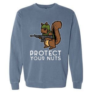 Squirrel Protect Your Nuts Funny Chipmunk Women Boy Garment-Dyed Sweatshirt