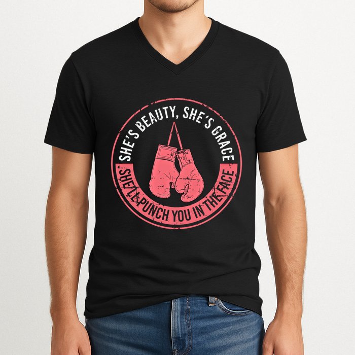 SheLl Punch You In The Face Boxing Kickboxing Boxing Gift V-Neck T-Shirt