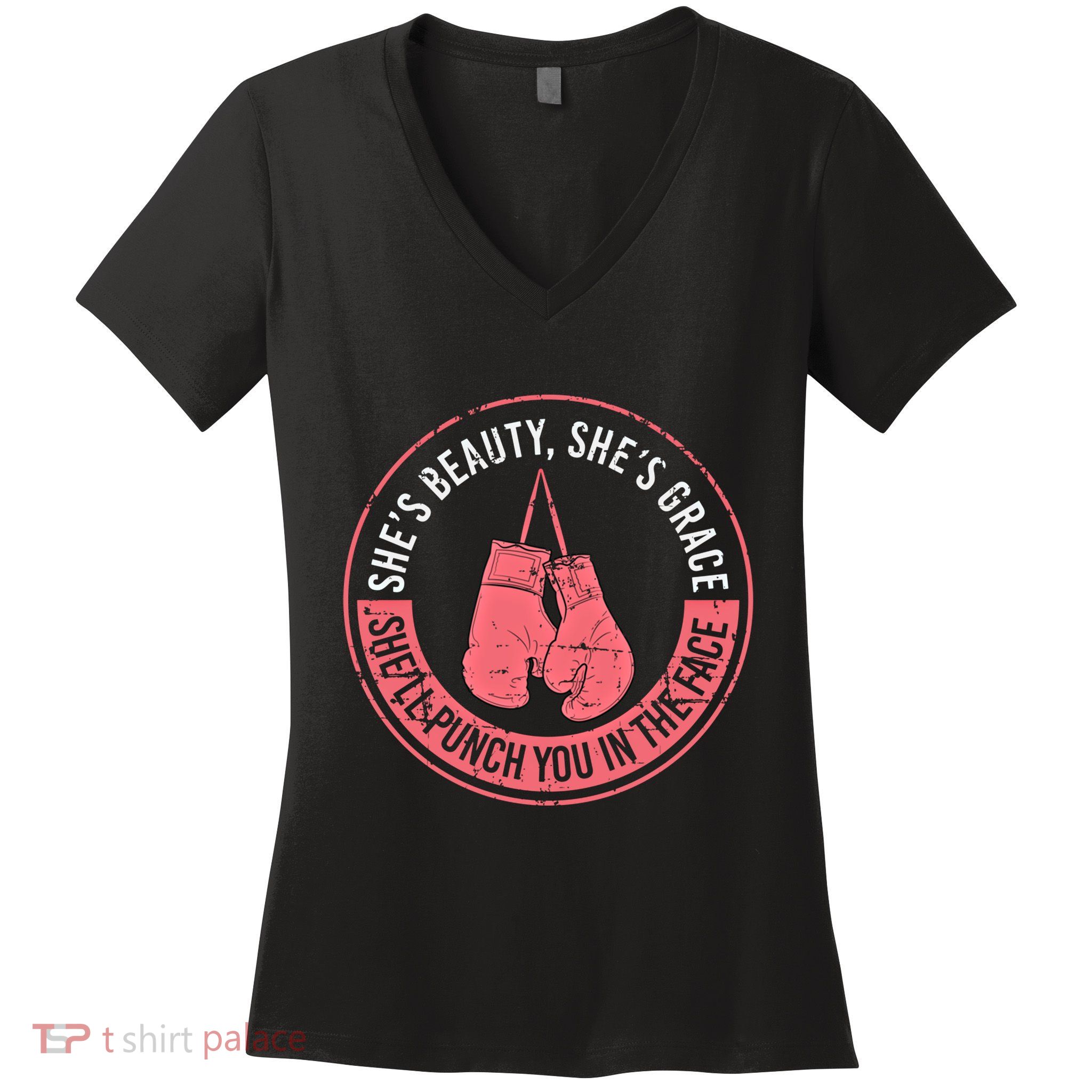 SheLl Punch You In The Face Boxing Kickboxing Boxing Gift Women's V-Neck T-Shirt