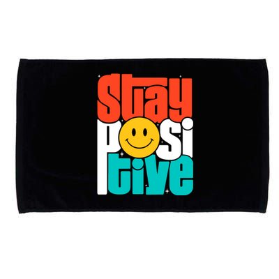 Stay Positive Yellow Smily Face Inspirational Quote Microfiber Hand Towel