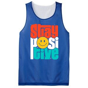 Stay Positive Yellow Smily Face Inspirational Quote Mesh Reversible Basketball Jersey Tank