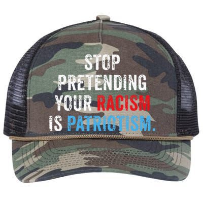 Stop Pretending Your Racism Is Patriotism Anti Trump Retro Rope Trucker Hat Cap