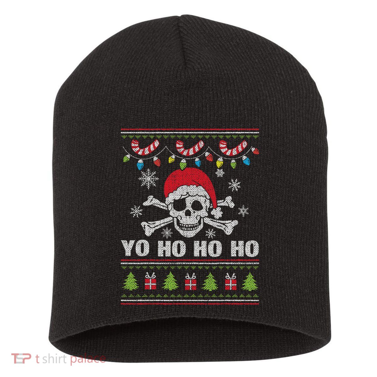 Santa Pirate Yo Ho Ho Ho Funny Santa Pirate Funny Christmas Short Acrylic Beanie