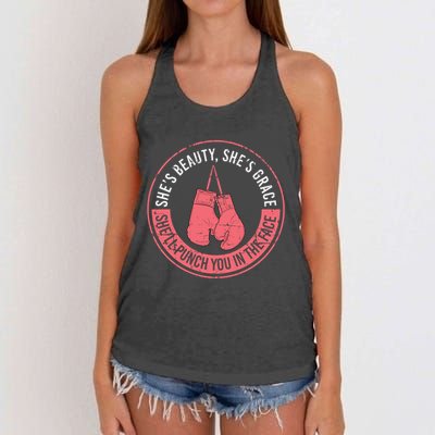 SheLl Punch You In The Face Boxing Kickboxing Boxing Gift Women's Knotted Racerback Tank