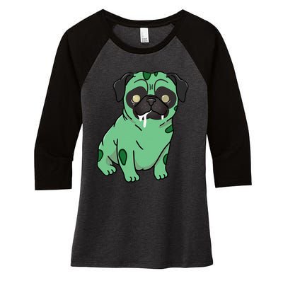 Spooky Pug Zombie Costume Women's Tri-Blend 3/4-Sleeve Raglan Shirt