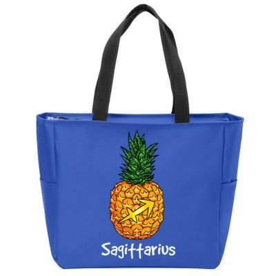 Sagittarius Pineapple Zodiac Sign Meaningful Gift Zip Tote Bag