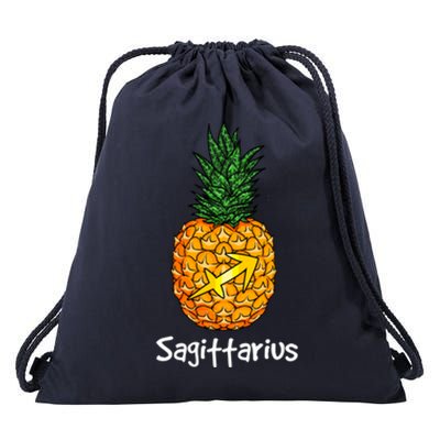 Sagittarius Pineapple Zodiac Sign Meaningful Gift Drawstring Bag