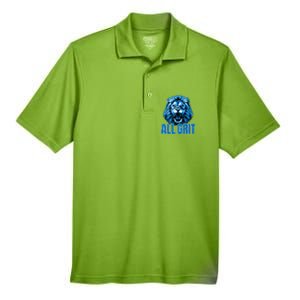 Spirit Quote All Grit Retro Lion Lover Men's Origin Performance Pique Polo