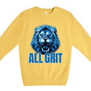 Spirit Quote All Grit Retro Lion Lover Premium Crewneck Sweatshirt