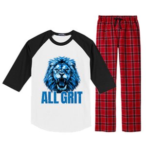 Spirit Quote All Grit Retro Lion Lover Raglan Sleeve Pajama Set