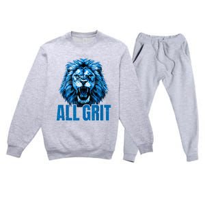 Spirit Quote All Grit Retro Lion Lover Premium Crewneck Sweatsuit Set